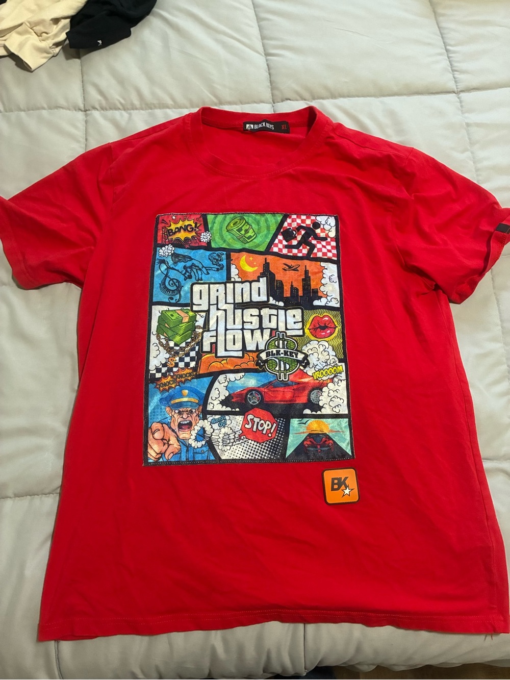 Graphic Red T-Shirt with Colorful Comic Print